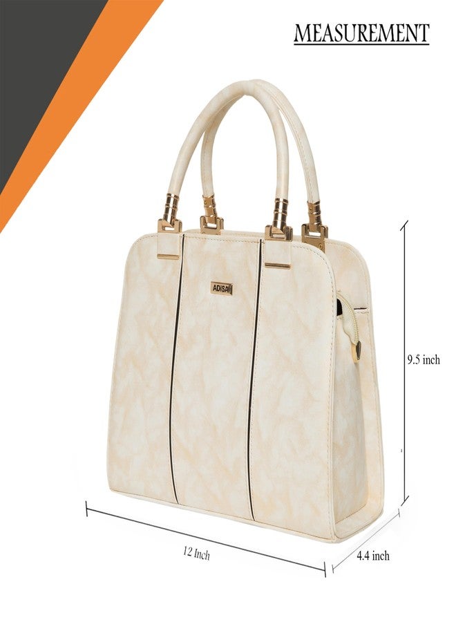 ADISA two tone handbag shoulder bag for women and girls with sling belt (AD4069-CRE) - Image 4